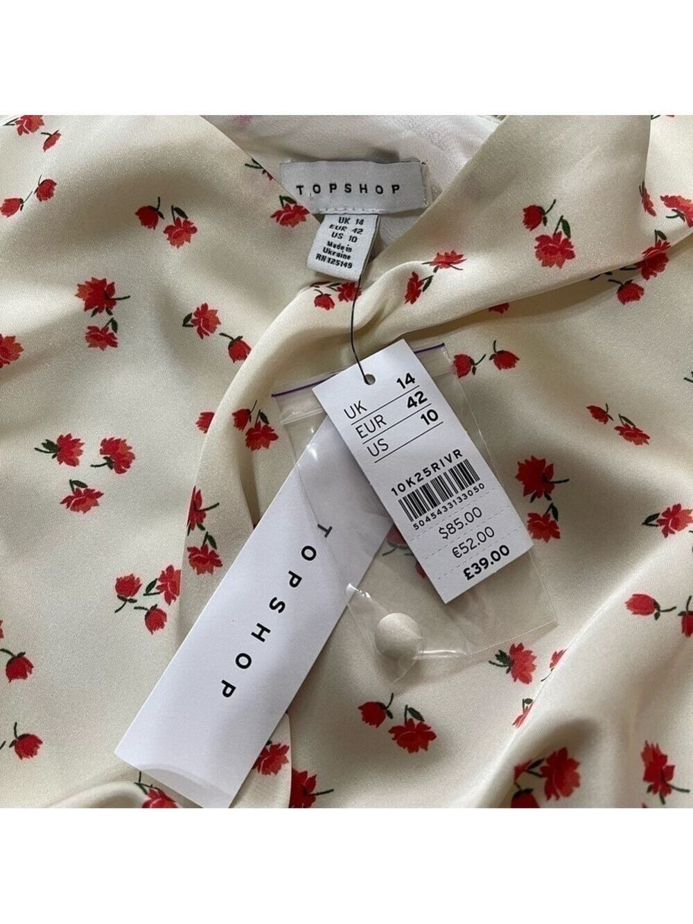 TOPSHOP Ditsy Floral Ruched Midi Satin Slip Dress Size 10 Brand New with Tags! - Picture 7 of 12